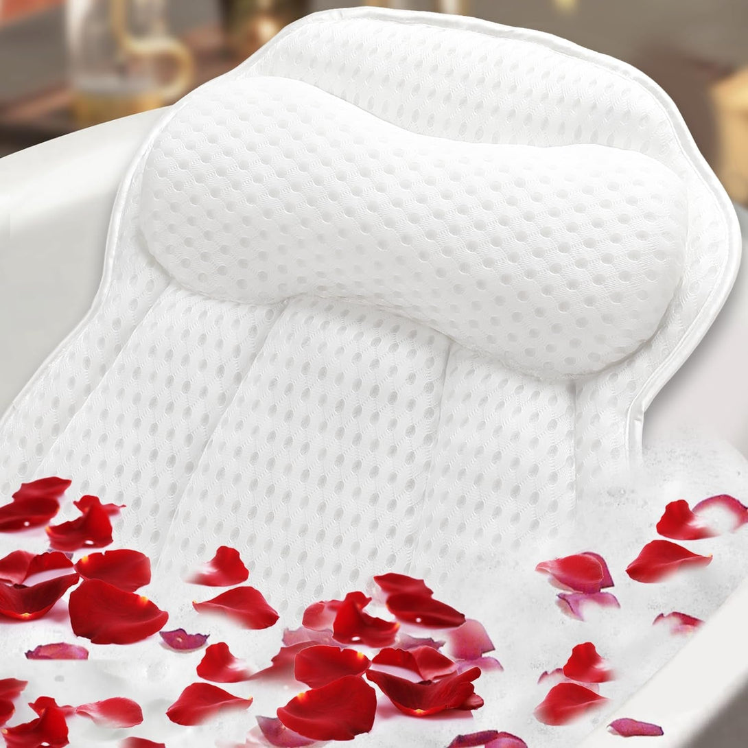 Non Slip Bath Pillows for Tub, 10 Enhanced Suction Cup Bath Pillow for Women Relaxing, Bath Tub Pillows for Head and Neck, Bath Pillow Luxury Bathtub Pillow, Spa Bathtub Pillow for Soaking Tub