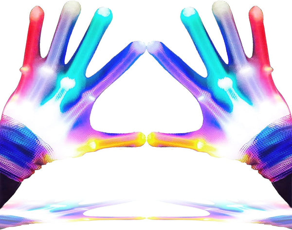 LED Gloves for Kids, Teens & Adults - Finger Light Gloves with 5 Colors/6 Modes - Perfect for 9-12 Year Old Boys & Girls - Ideal for Halloween & Christmas Parties