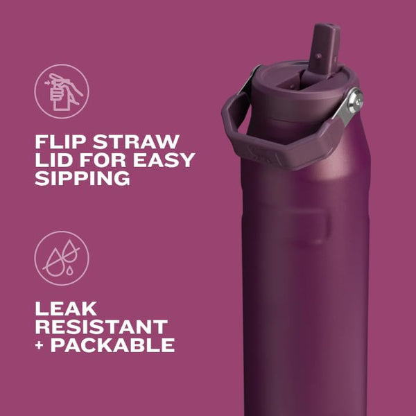 Stanley Iceflow Flip Straw 2.0 Water Bottle 24 Oz | Built-In Straw for Travel and Sports | Lightweight and Leak Resistant | Insulated Stainless