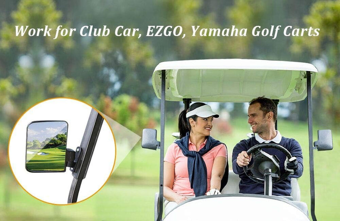 10L0L Universal Golf Cart Side Mirrors for Yamaha Club Car, EZGO, Folding Side View Mirror Extra Wide 180 Degree Large Panoramic Mirrors