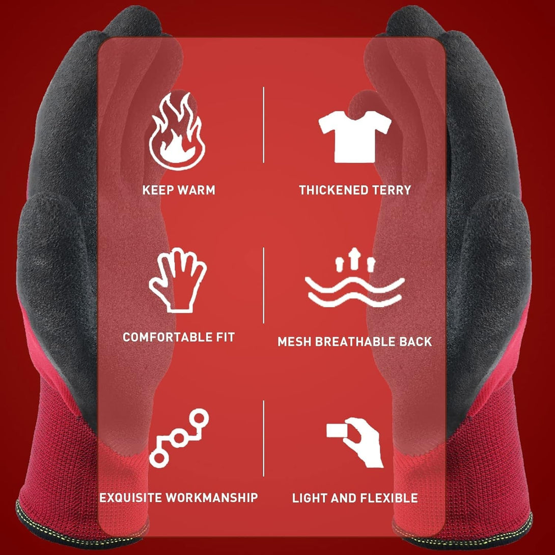 2 Pairs Winter Work Gloves for Men and Women, Freezer Gloves for Work below Zero, Thermal Insulated, Super Grip