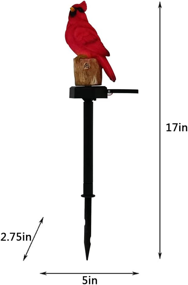 Cardinal Garden Decor Red Bird Figurine Memorial Solar Light Outdoor Stake Patio Yard Art Lawn Ornament Porch Christmas Decorations Outside Statue