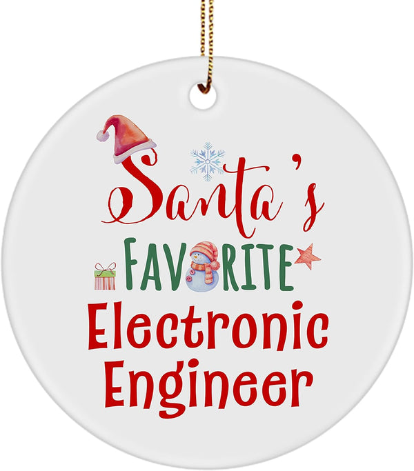 Santa'S Favorite Electronic Engineer Ornament for Christmas Tree Birthday Gifts Boss Coworker Manager Office Colleague Male Female Appreciation