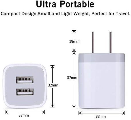 USB Plug, USB Wall Charger 3 Pack, Gigreen Dual Port Electrical Plug Wall Outlet Charger Cube 5V 2.1A Charging Block Com