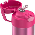 THERMOS FUNTAINER Water Bottle with Straw - 12 Ounce - Kids Stainless Steel Vacuum Insulated Water Bottle with Lid, Pink