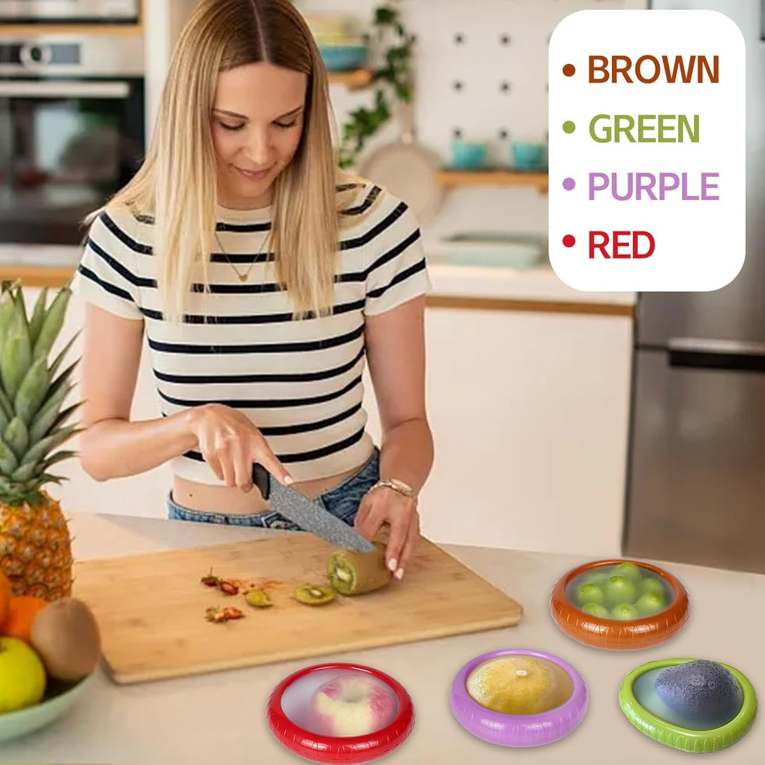Avocado Saver and Tomato Holder - Set of 4 Preventing Food Flavor Skewering Reusable Storage Containers for Fridge -Ideal for Garlic, Onions, Lemons, and Potatoes
