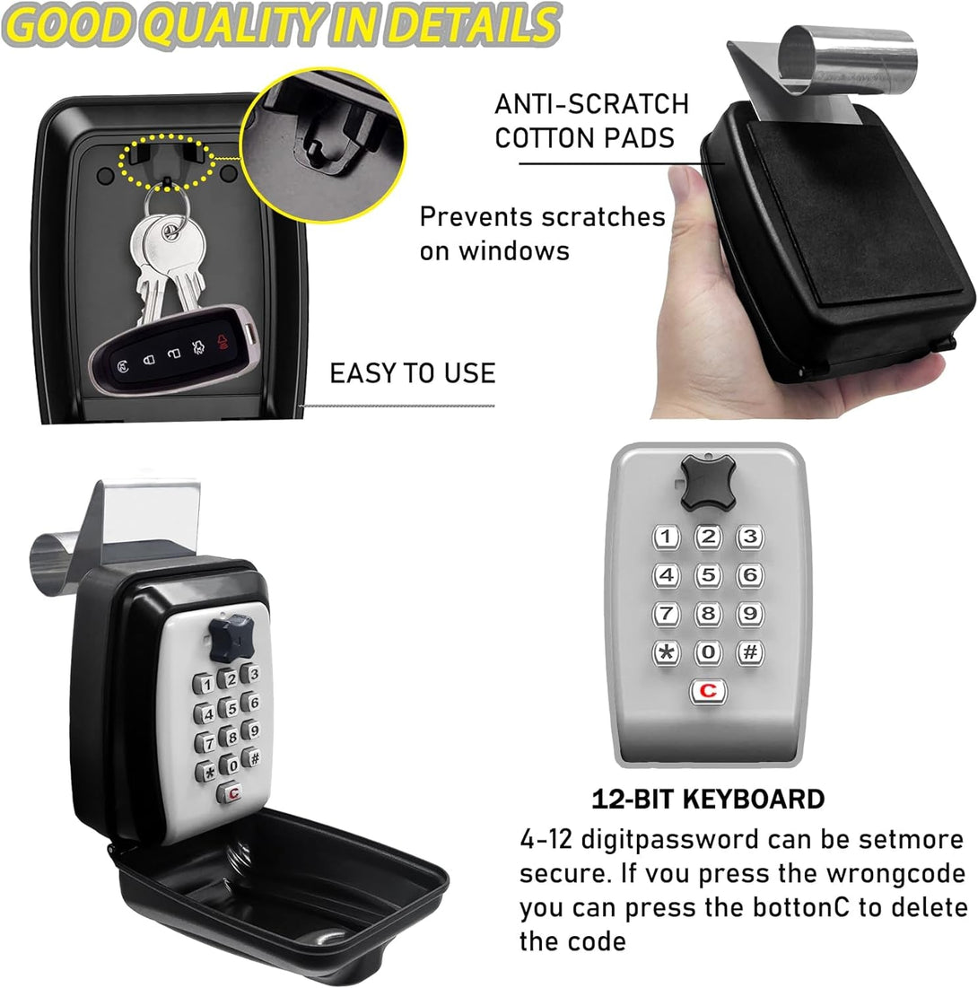 2025 Upgrade SL-591 Car Window Lock Box, Car Key Lock Box, Gray, Metal, Electronic Combination Lock, Fit for Turo, Getaround
