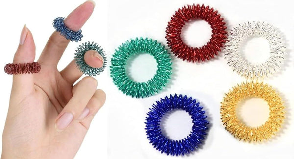 5Pcs Multicolor Finger Massage Rings Prickly Sensory Acupressure Ring, Color Professional Processed，Manual Massage Balls，Exercise One'S Fingers Health Care Products Health and Household,Massage Tools