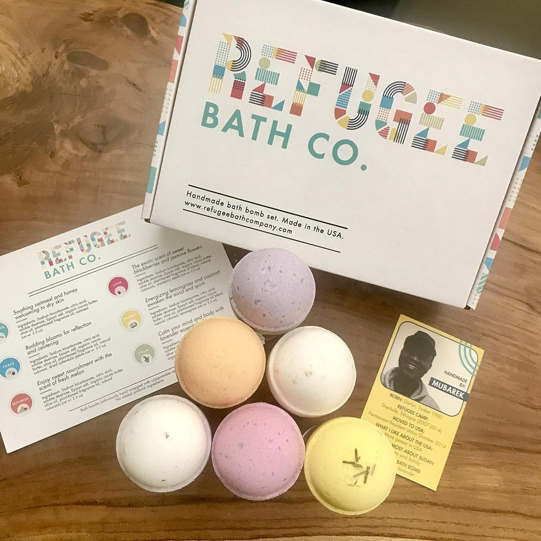 Variety Pack Bath Bombs 2.5 Oz. Each Cocoa Butter and Plant-Based Ingredients Support Refugee Employment in USA (Variety 12 Pack)