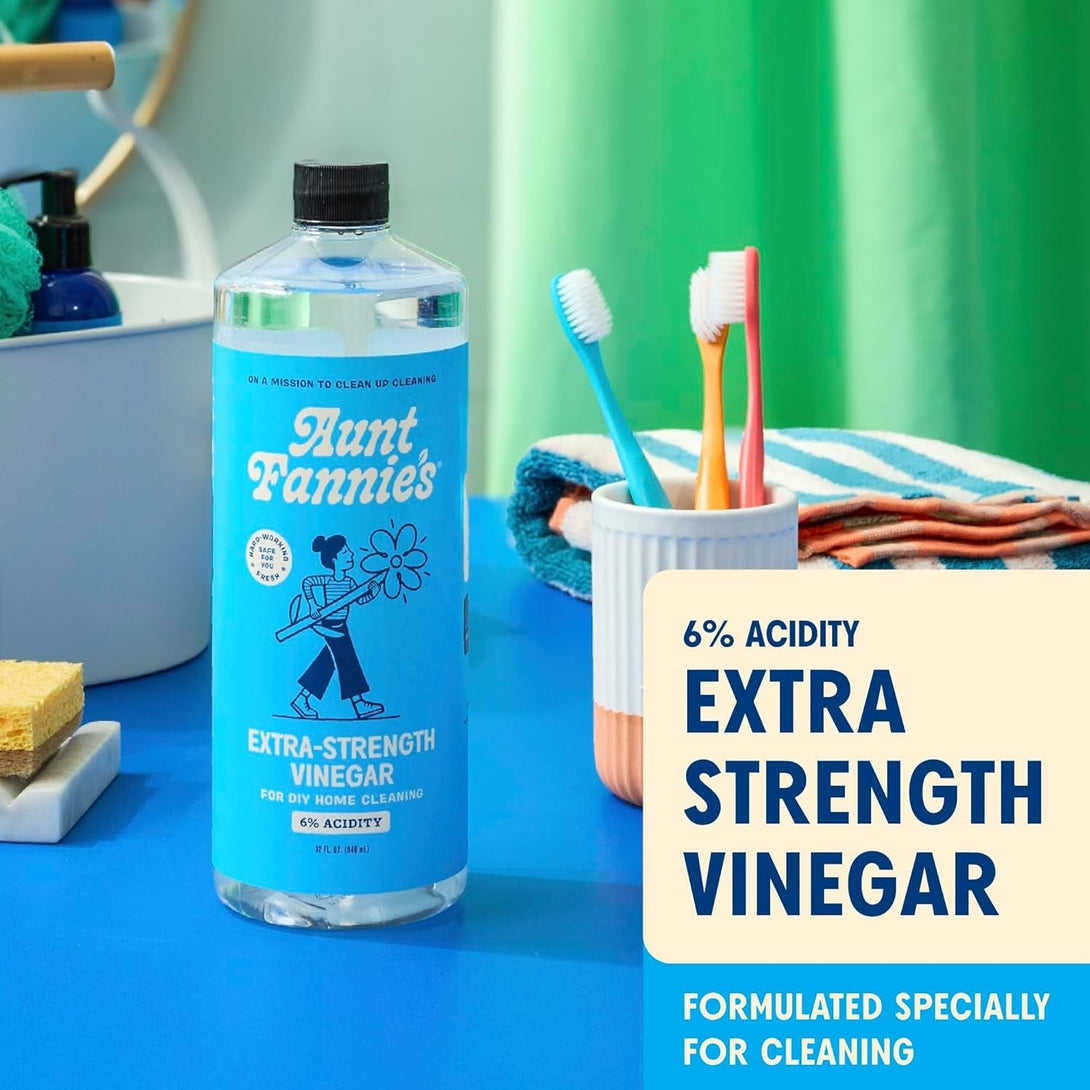 Aunt Fannie'S Extra Strength Cleaning Vinegar, 32 Ounce, Multipurpose Household Cleaner, No Added Scents, Dyes, or Other Additives, Pack of 1