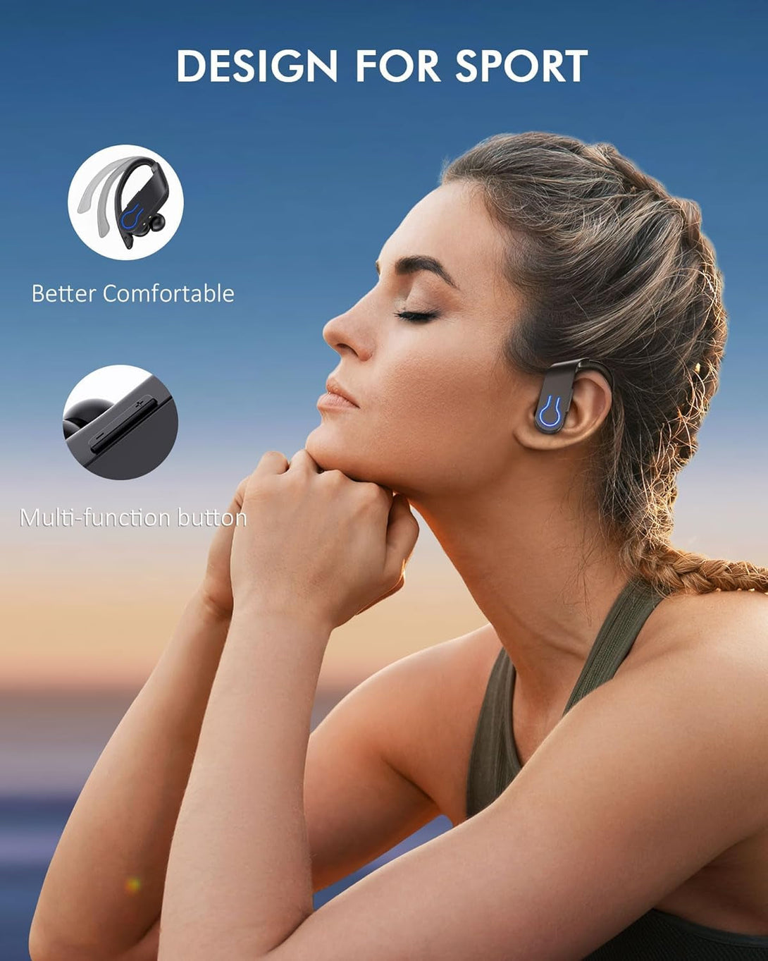 Wireless Bluetooth Earbuds 120H Playtime Bluetooth 5.3 Ear Buds for Sports, Hi-Fi Stereo Earphones with LED Display Charging Case, Headphones for Running/Workout Audifonos Bluetooth Inalambricos