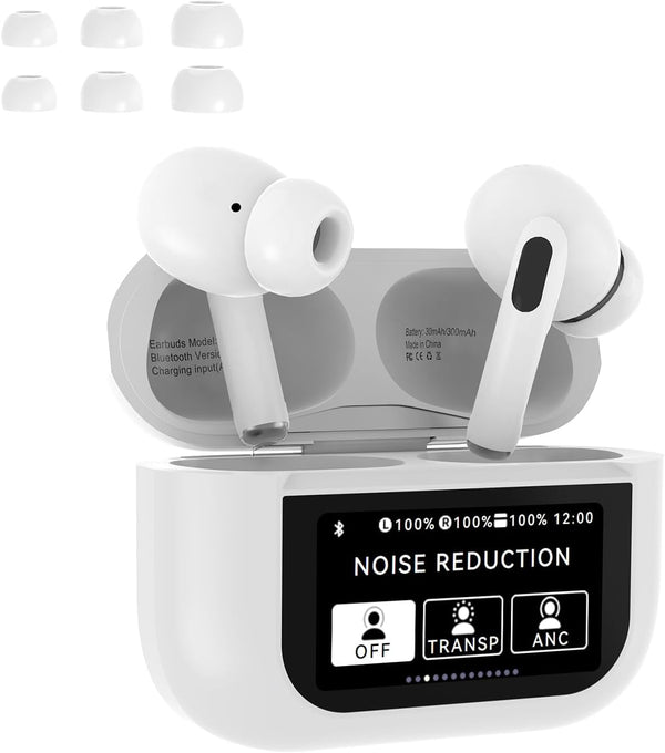 Wireless Bluetooth Ear Buds Noise Cancelling Smart Earbuds with Touch Screen Mic Deep Bass Stereo in Ear Headphones for Android Phones Working Out Gaming
