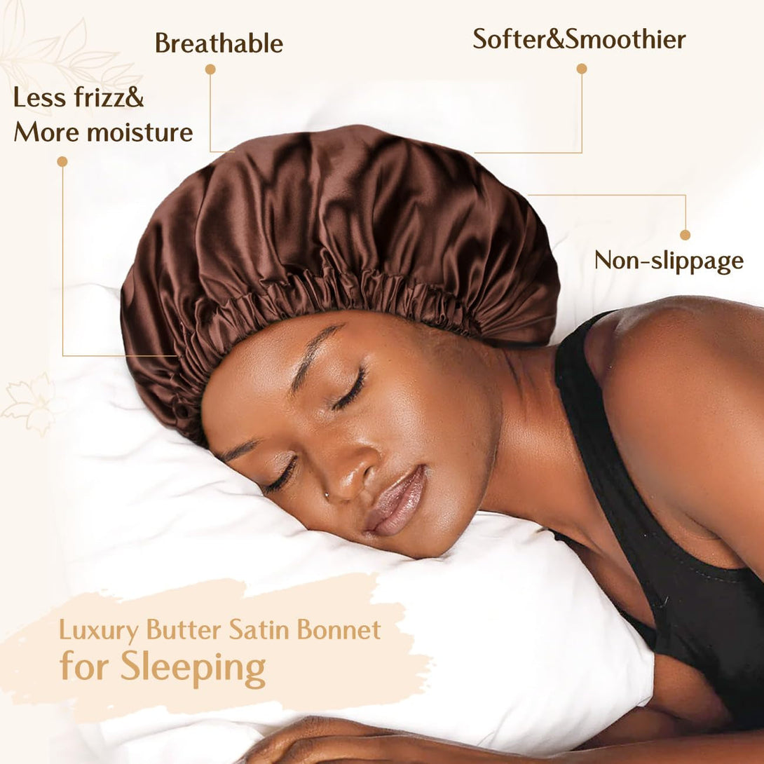 YANIBEST Double Layer Satin Bonnet Silk Bonnet Adjustable Hair Bonnet for Sleeping Bonnets for Women Curly Natural Hair Mom