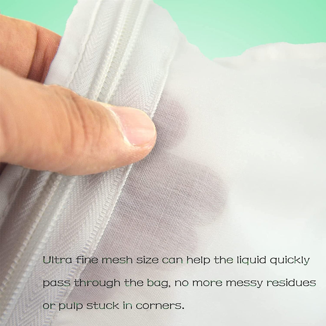 WMKGG Ultra Fine Mesh Strainer Bags, Reusable Mesh Filter Bags with Stainless Steel Handle Frame for Filter Nutmilk, Coffee, Milk, Butter, Juices and Fresh Cheese (Large + Small)