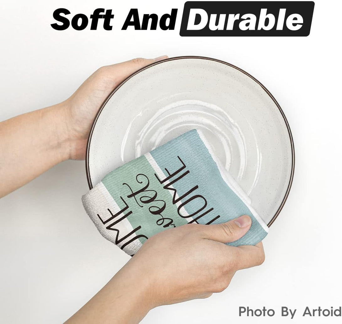 Artoid Mode Eucalyptus Buffalo Plaid Vase Home Sweet Home Kitchen Towels Dish Towels, 18X26 Inch Seasonal Decoration Hand Towels Set of 4