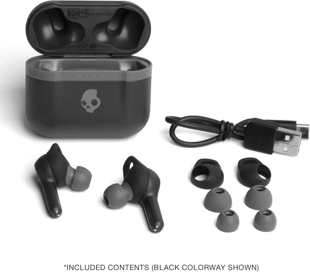 Skullcandy Indy Evo In-Ear Wireless Earbuds, 30 Hr Battery, Microphone, Works with Iphone Android and Bluetooth Devices - Black