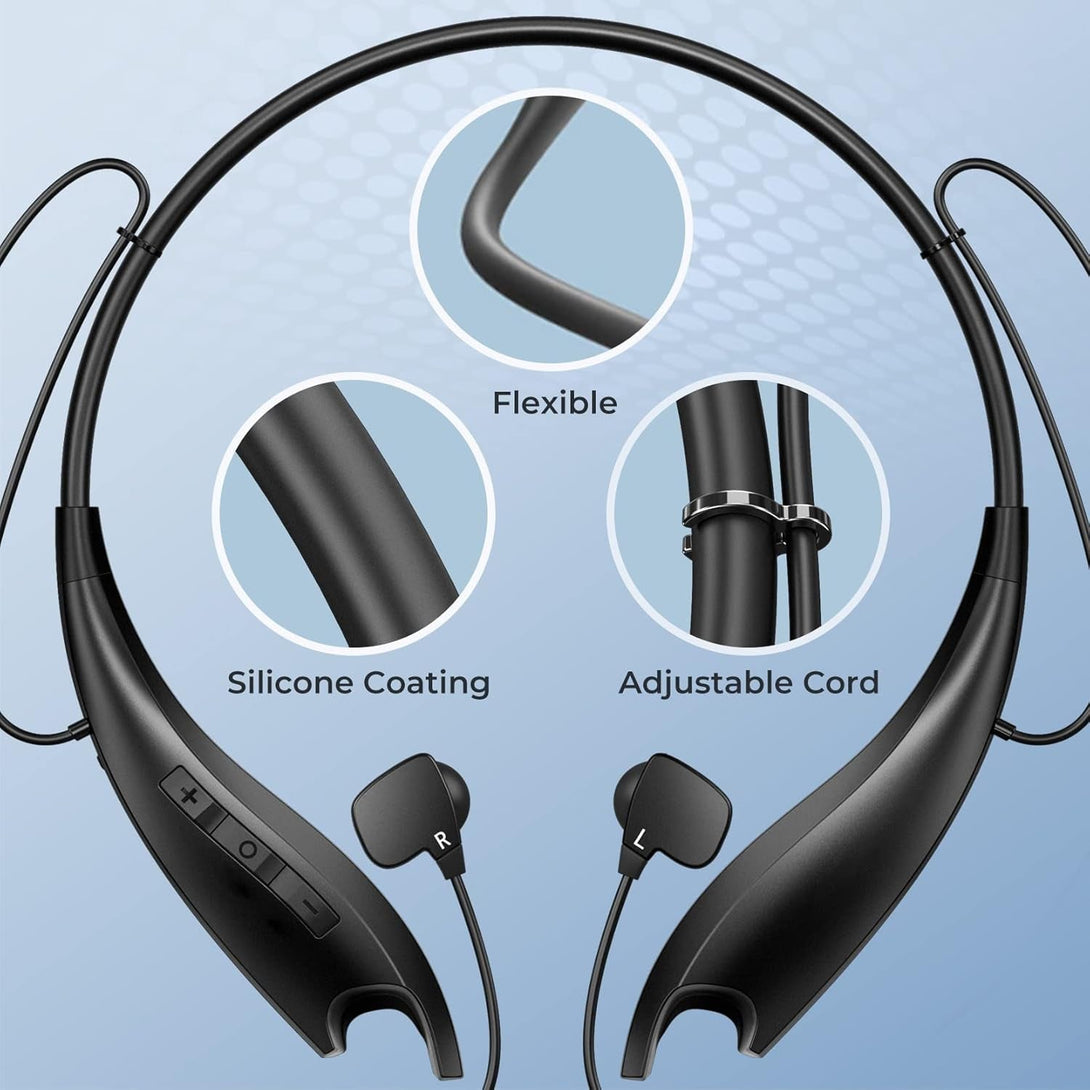 Neckband Bluetooth Headphones, around the Neck Headphones 24H+ Playtime, Bluetooth Headsets with Call Vibration, Shark Jaw Design Wireless Earbuds+Noise Isolation/Built-In Mic/Ipx7 Waterproof