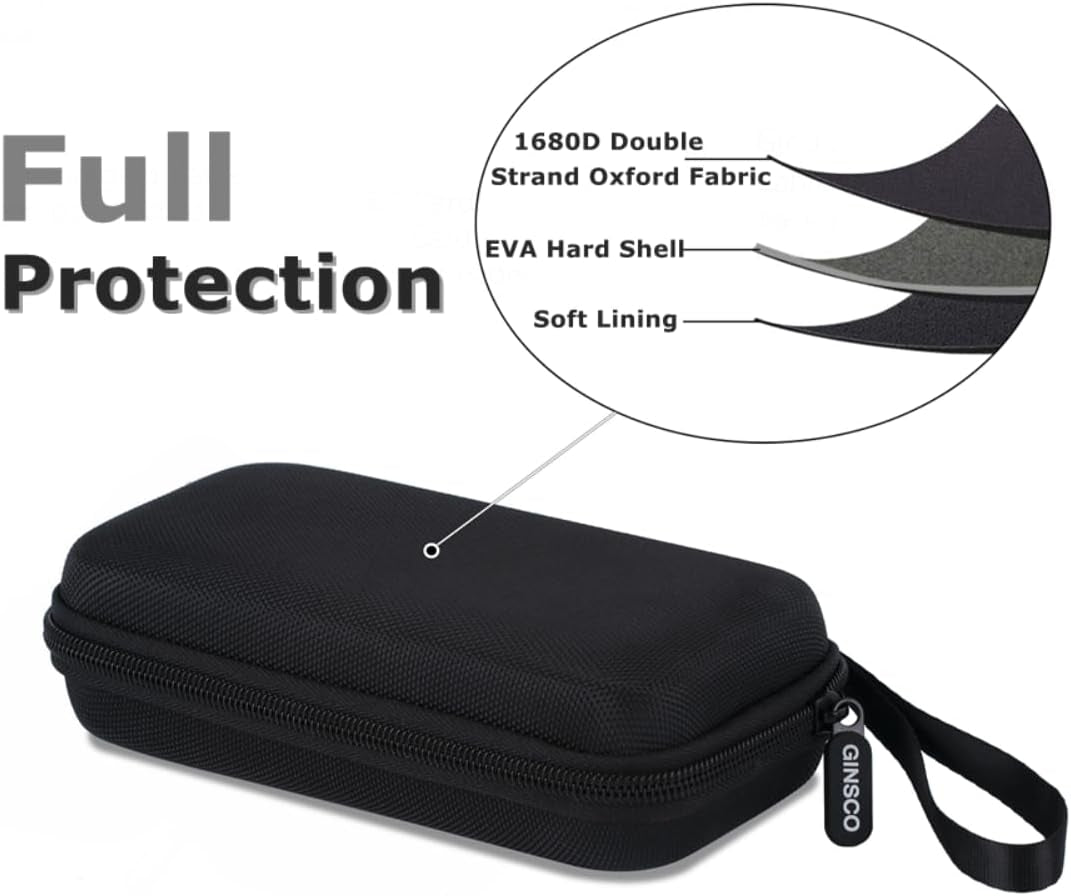 Ginsco Hard Shell Protection Case Electronic Accessories Organizer Pouch for Macbook Air/Pro Adapter Chargers Cables Power Bank, for Sandisk Portable SSD Flash Disk SD Card (Black)