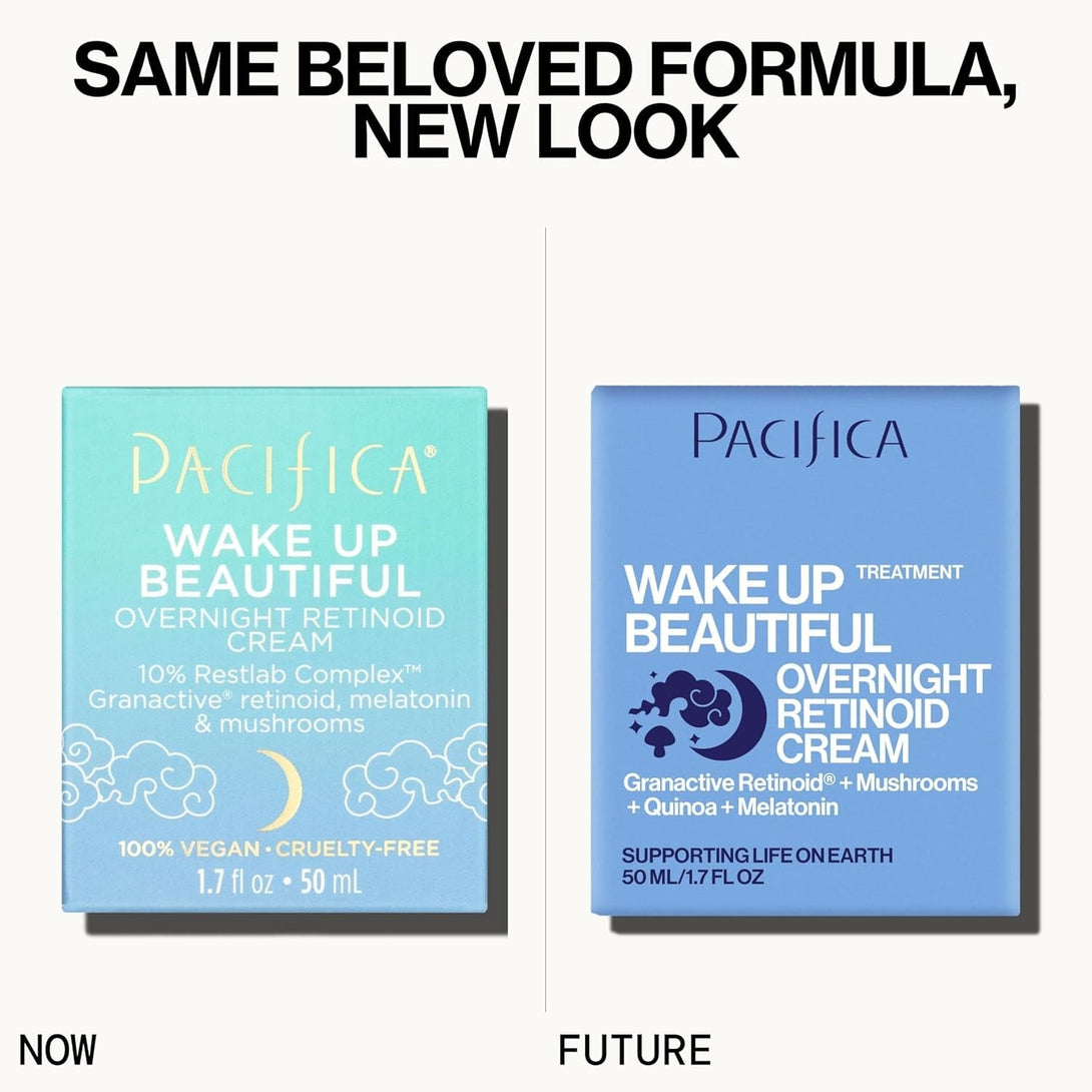 Pacifica Wake up Beautiful Retinoid Night Cream – Overnight Anti-Aging Moisturizer with Hyaluronic Acid & Melatonin, Reduces Wrinkles & Fine Lines, Hydrating and Gentle for Dry or Mature Skin, Vegan