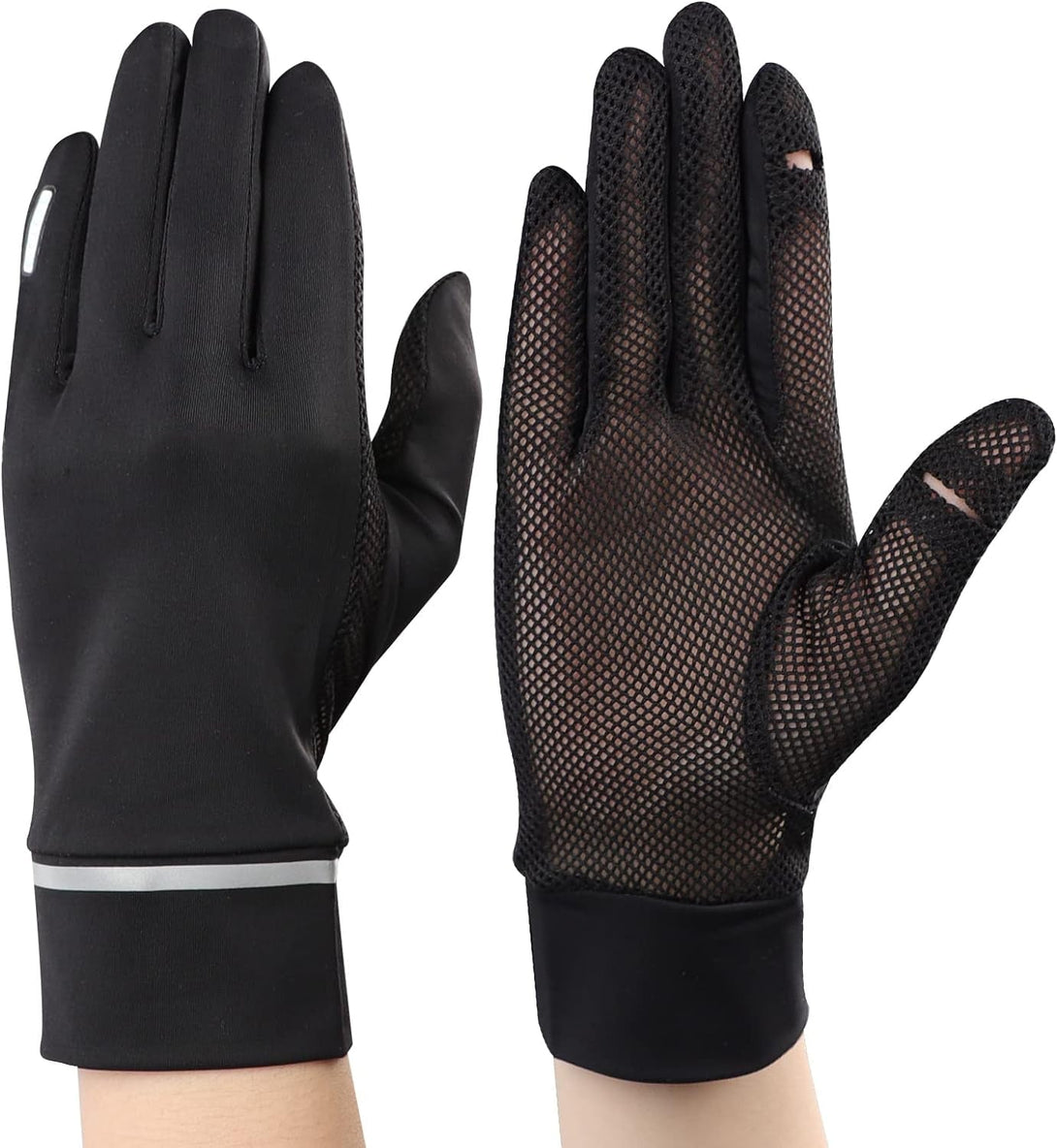 IPENNY Women Summer UPF 50+ UV Sun Protection Gloves 2 Fingers Flip Mesh Cooling Breathable Touchscreen anti Slip Mittens