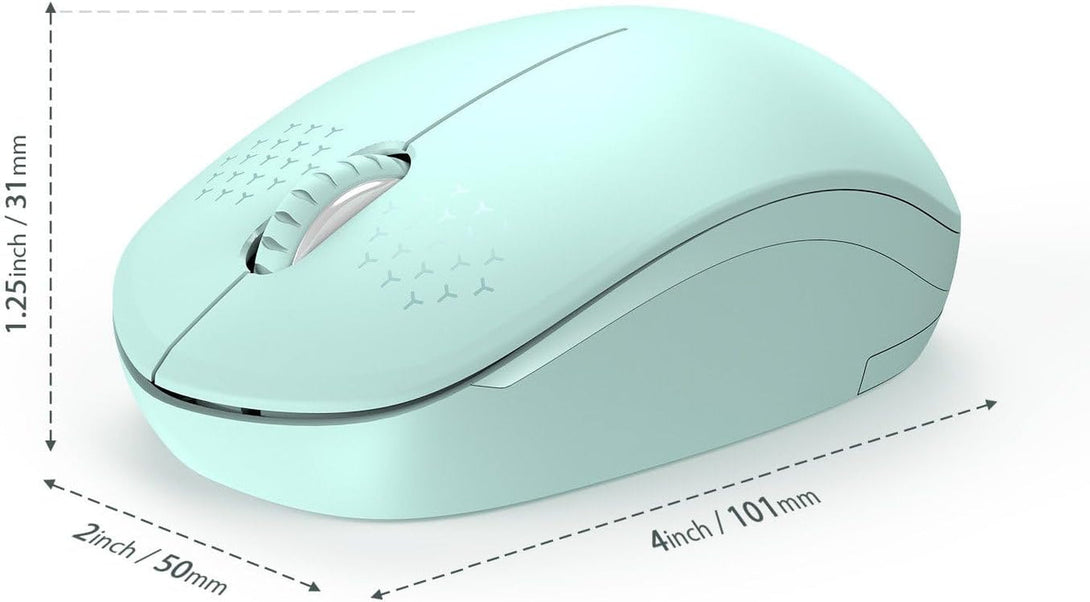 Seenda Wireless Mouse, 2.4G Noiseless Mouse with USB Receiver - Portable Computer Mice for PC, Tablet, Laptop with Windows System - Mint Green