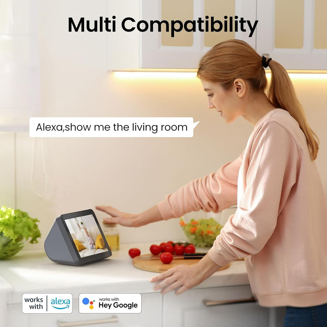 Security Camera Indoor-2K 360° Wifi Cameras for Home Security，Pet/Dog/Baby Camera with Phone App, 2-Way Audio, Night Vision, 24/7 SD Card Storage, Works with Alexa & Google Home (2.4Ghz)-D1