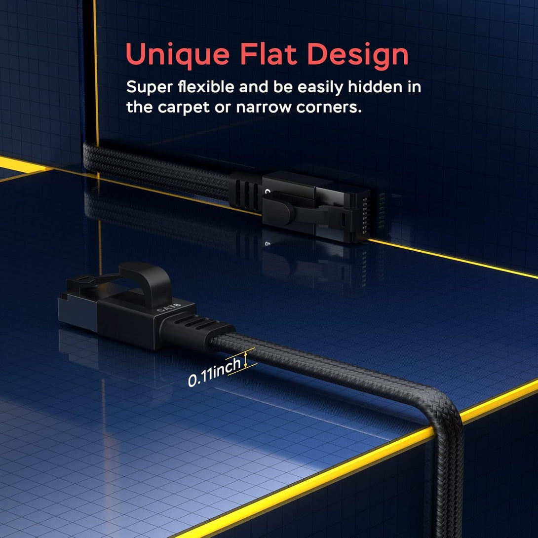 Smolink Ethernet Cable 50 Ft, Cat 8 Ethernet Cable with 40Gbps 2000Mhz High Speed Ethernet Cable, Shielded Heavy Duty SFTP RJ45 LAN Cable Patch Cord for Modem Router Gaming PC PS4/5/6 Xbox, Black