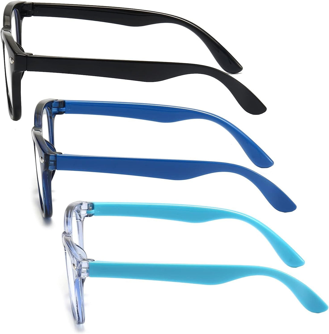 3 Pack Kids Blue Light Blocking Glasses for Girls and Boys Computer Blue Light Blocking Glasses for Age 3-9 (Black + Dark Blue + Light Blue)