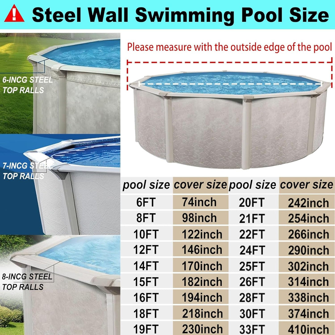12 Ft Pool Cover, with Automatic Drain round Pool Cover, One-Piece Quick Installation and Removal above Ground Pool Cover, Preventing Waterlogging, UV Protected Solar Swimming Pool Cover
