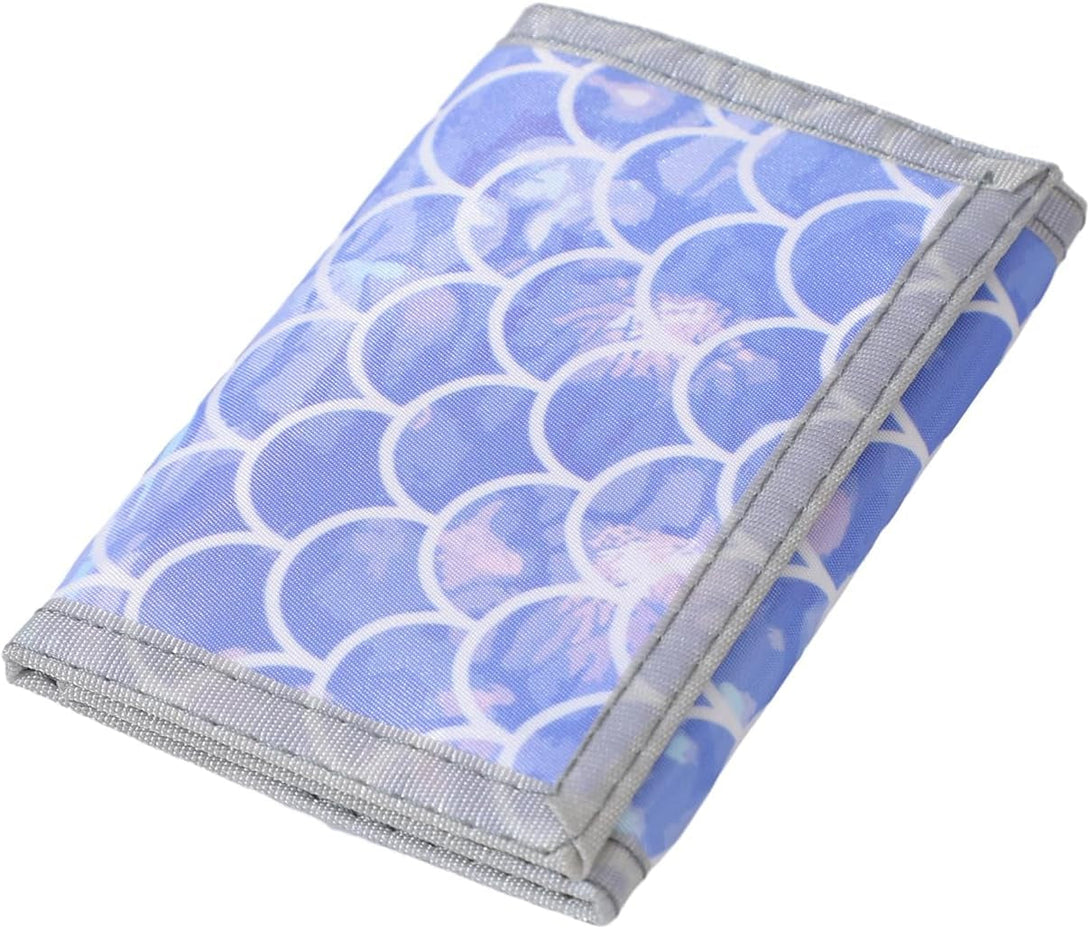 Leyeve Wallet,Teen Wallet with Coin Pocket,Kids Wallets for Boys,Rfid Trifold Canvas Outdoor Sports Wallet for Kids,Front Pocket Wallet with Magic Sticker-Blue Ripples