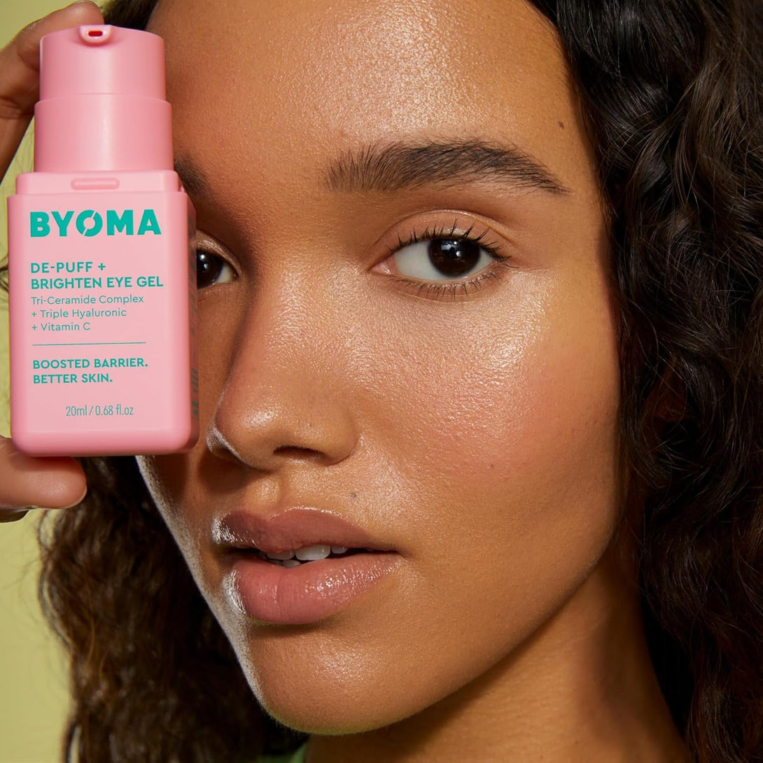 BYOMA De-Puff + Brighten Eye Gel - Lightweight Gel Eye Cream for Dark Circles, Puffiness & Wrinkles - under Eye Cream with Hyaluronic Acid & Vitamin C - Barrier Repair Skincare - 0.68 Fl. Oz