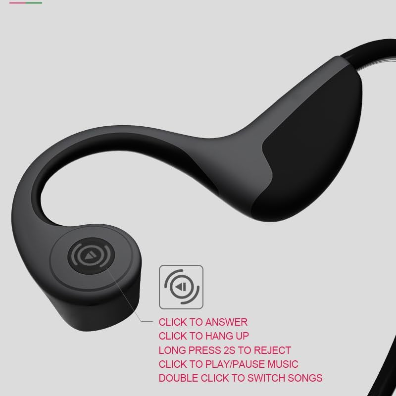 Bone Conduction Headphones Bluetooth 5.0 Open Ear Wireless Titanium Hifi Stereo with Mic Sweatproof Sports Headphones for Running Driving Cycling (Black)