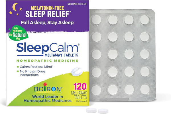 Boiron Sleepcalm Tablets Sleep Aid for Deep, Relaxing, Restful Nighttime Sleep - Melatonin-Free and Non Habit-Forming - 120 Count