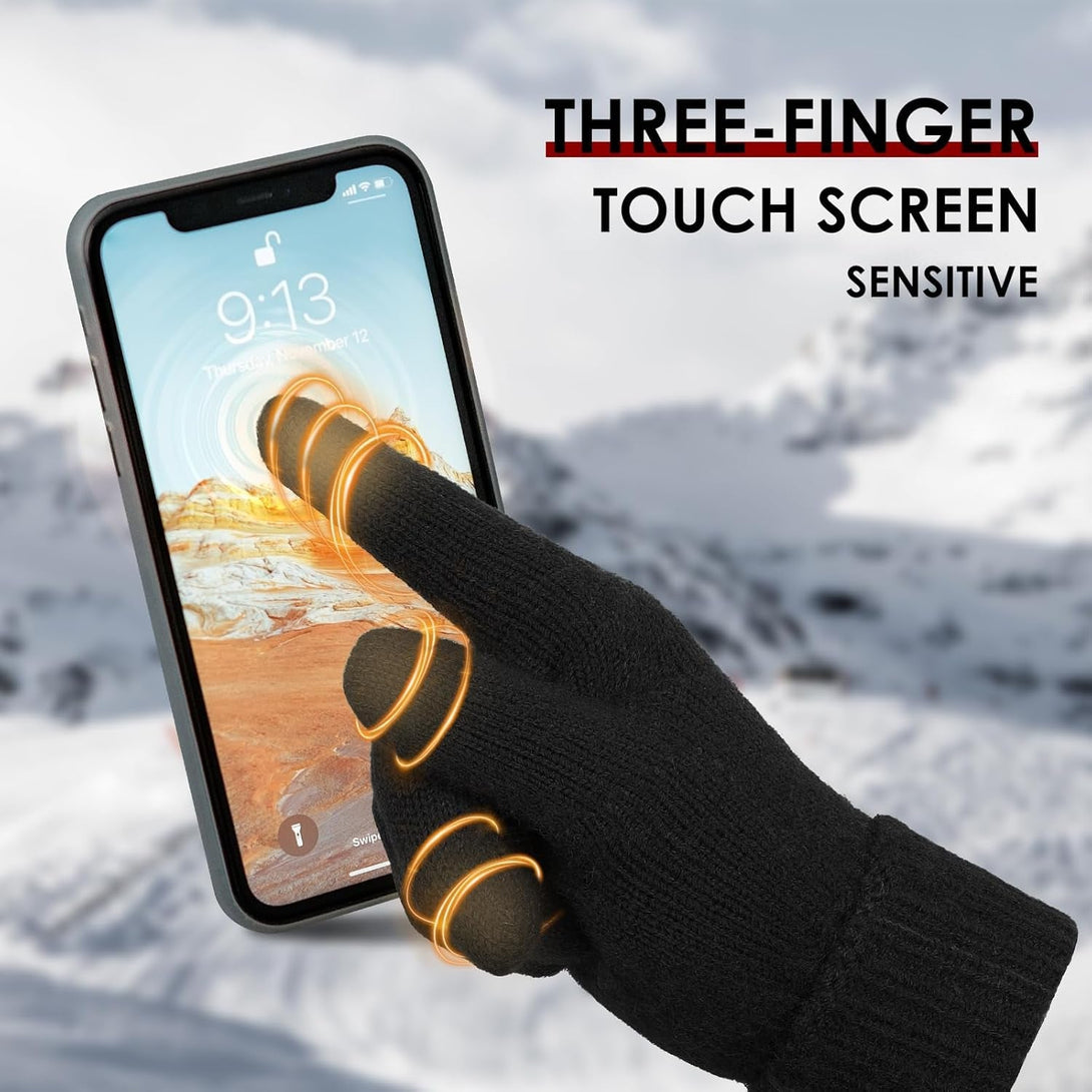 Achiou Women Winter Gloves, Touch Screen Texting Gloves, Elastic Soft Warm Knit Lined, One Size