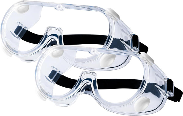 2-Pack Safety Goggles, Anti-Fog Lab Goggles, over Glasses Safety Glasses for Chemistry Lab, Mowing, Woodworking, Painting, Construction, Industrial Use
