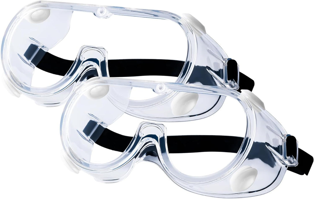 2-Pack Safety Goggles, Anti-Fog Lab Goggles, over Glasses Safety Glasses for Chemistry Lab, Mowing, Woodworking, Painting, Construction, Industrial Use