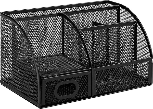 Amazon Basics Mesh Pen Holder and Organizer, Black, â€Ž9.1" X 5.9" X 5.5''