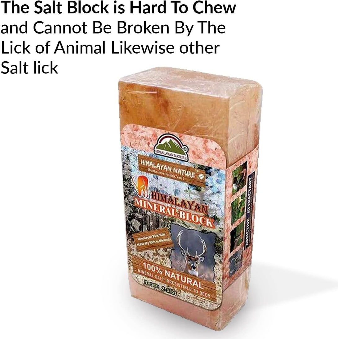 100% Natural Himalayan Rock Deer Salt Block - Animal Licking Mineral Salt Block, Natural Feed Salts Blocks, 5 Lbs, 2X4X8 Inch, Pack of 1