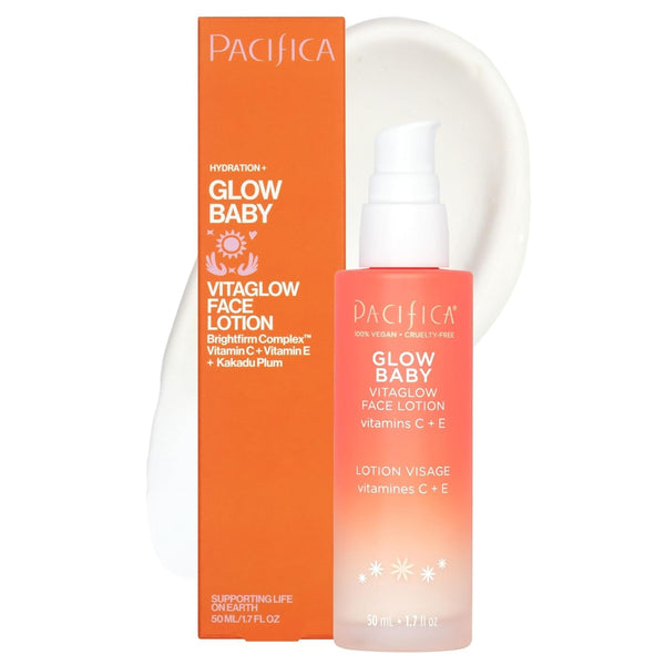 Pacifica Face Moisturizer - Vitamin C Face Lotion Glow Baby Vitaglow Face Moisturizer Glow Recipe, Vitamin E, Antioxidants, Dermatologist Tested 1.7 Oz