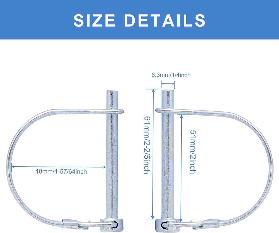 12-Count 1/4 Inch Heavy Duty Zinc-Plated Carbon Steel Spring Locking Pins for Farm Trailers Lawn Garden