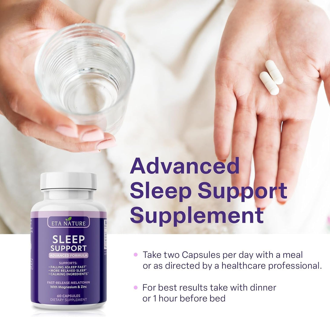 Sleeping Pills & Resveratrol Supplement for anti Aging - Sleep Supplement with Melatonin, Resveratrol, Zinc & Magnesium - Wake up Looking Younger with Non Habit Forming Sleep Meds - 60 Caps
