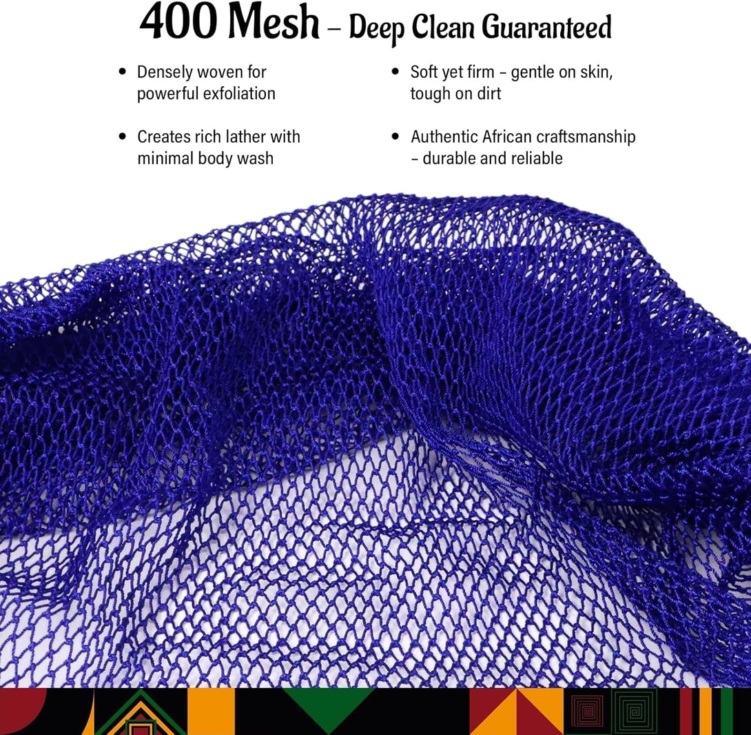 Yiclick African Net Sponge Authentic with Knots 2 Pack - Exfoliating Body Scrubber, Exfoliating Washcloth Towel, Knotted Rags Wash Cloth Loofah Sponge for Body Scrub, Back Scrubber for Shower Bath