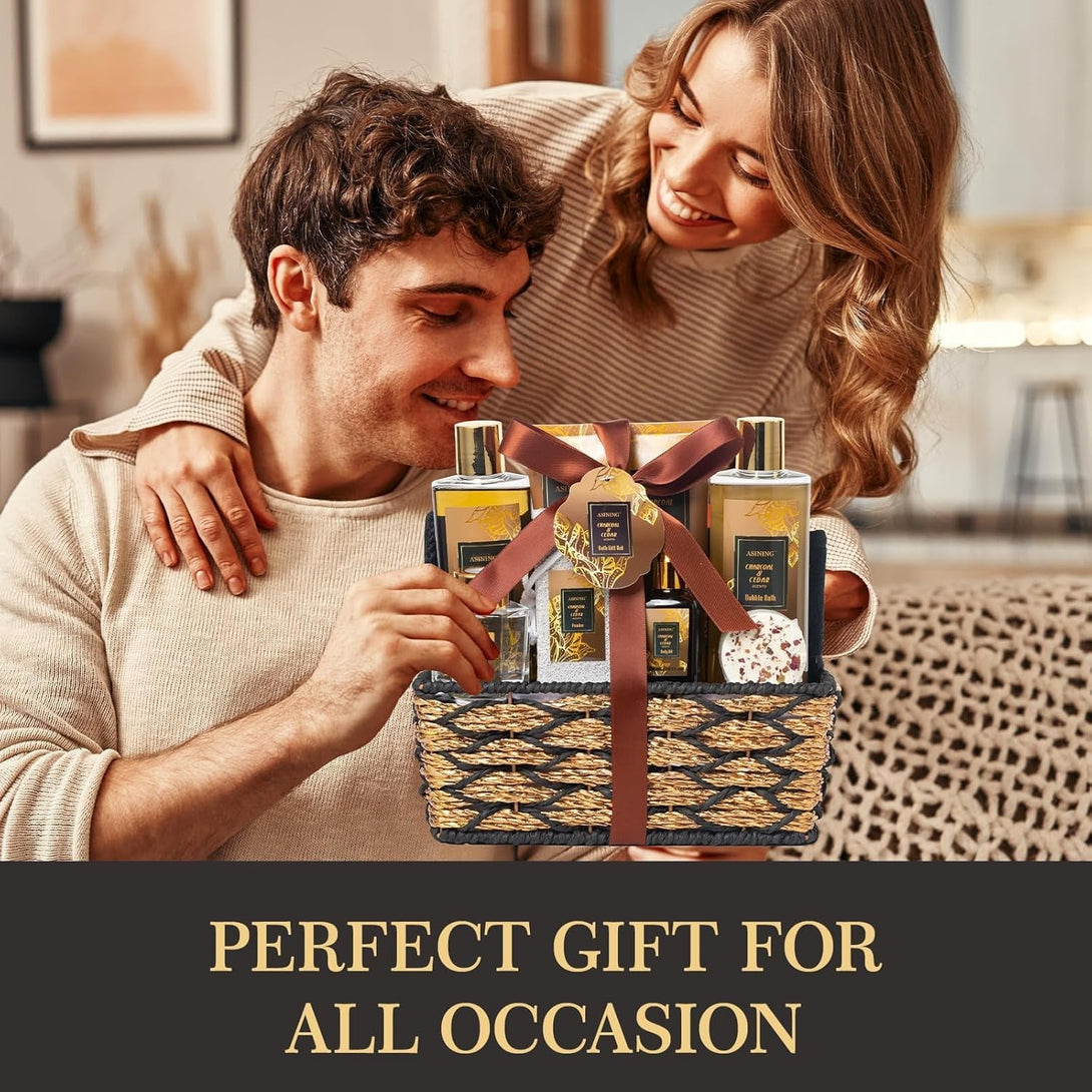 Spa Set for Women & Mens Gift, Relaxing Gifts for Men, Mothers Day Gifts with 14PCS Charcoal & Cedar Scents Spa, Includes Bubble Bath, Shower Gel, Body Butter, Spa Kit for Mans Gift Set