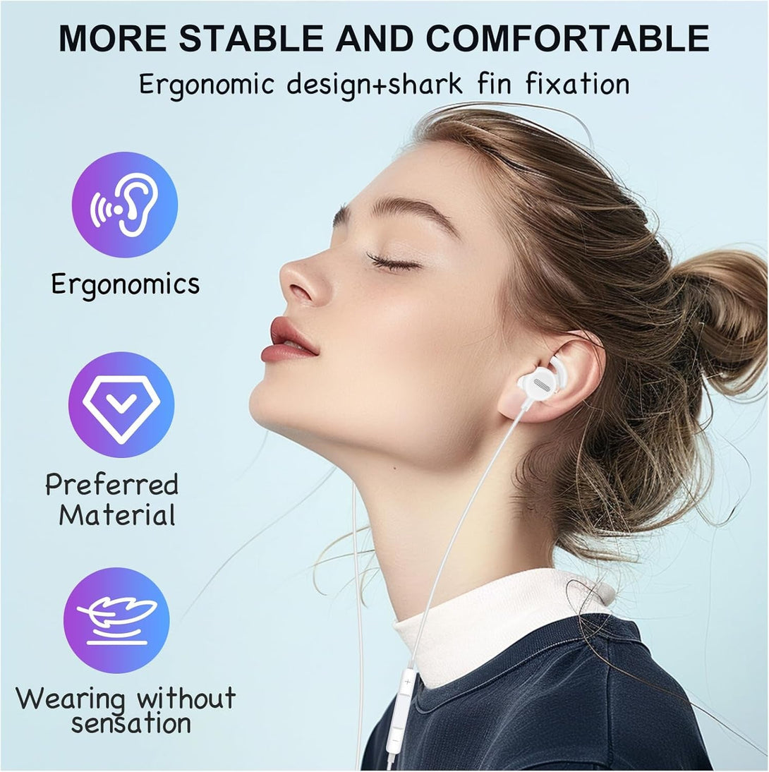 Type C Headphones in Ear Headsets for Iphone 15 15Pro 15 Pro Max Earphones Wired,Iphone16 16 Por Max Headphones Wired with Mic & Remote Control Compatible with Most Type C Jack Devices