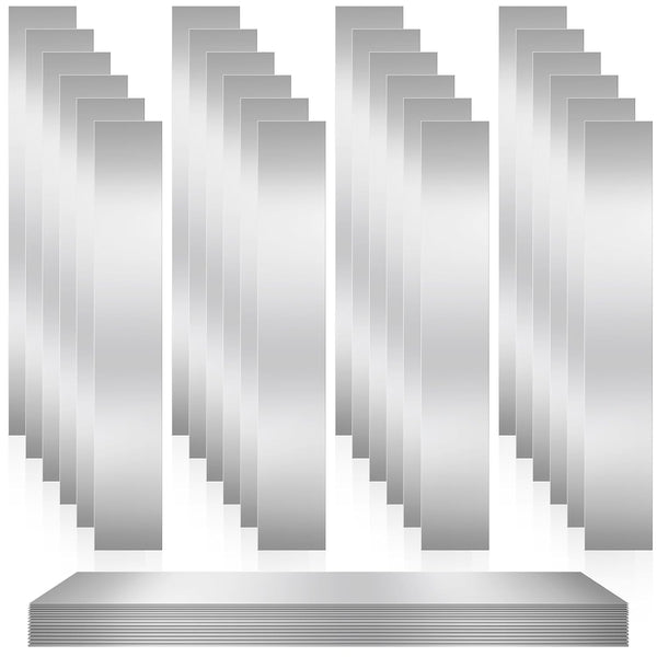 Amylove 24 Pcs 304 Stainless Steel Strips Shim Stock Metal Shims 1" Width X 6" Length Assortment 8 Thickness Sizes Thin Metal Sheet for Kitchen Trim Gap Filler Tools Home Improvement