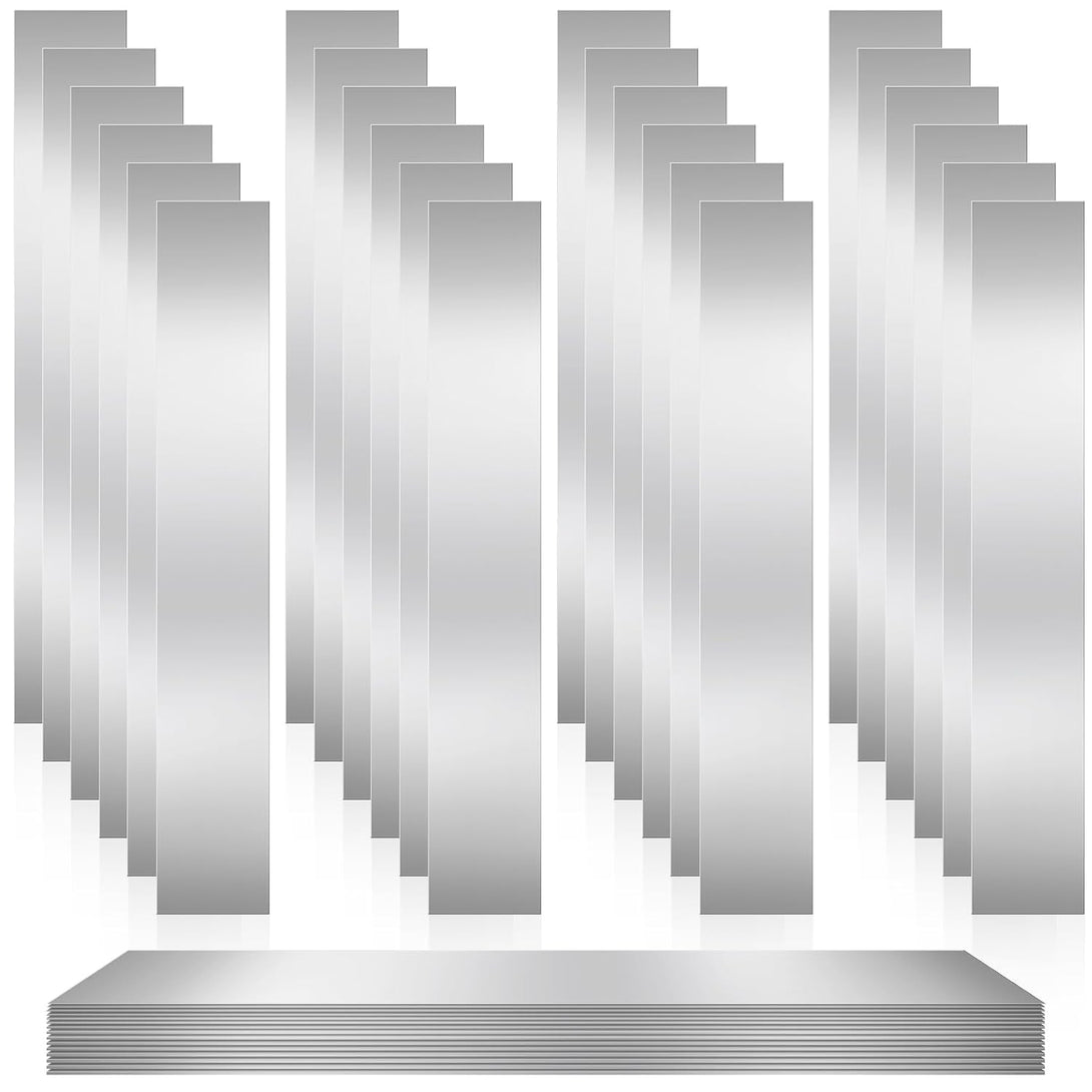 Amylove 24 Pcs 304 Stainless Steel Strips Shim Stock Metal Shims 1" Width X 6" Length Assortment 8 Thickness Sizes Thin Metal Sheet for Kitchen Trim Gap Filler Tools Home Improvement