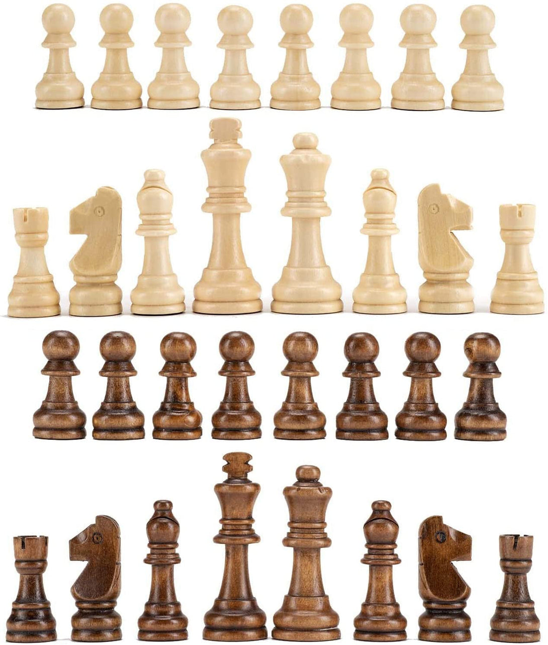 AMEROUS Wooden Chess Pieces Only, Staunton Style Wood Chessmen with 3.15" King - Storage Bag - Gift Packed Box, Tournament Chess Game Pawns for Replacement of Missing Pieces