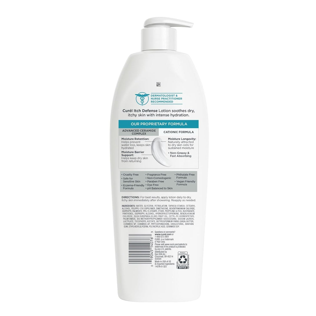 Curel Itch Defense Calming Body Lotion, Moisturizer for Dry, Itchy Skin, Body and Hand Lotion, with Advanced Ceramide Complex, Pro-Vitamin B5, Shea Butter, 20 Oz