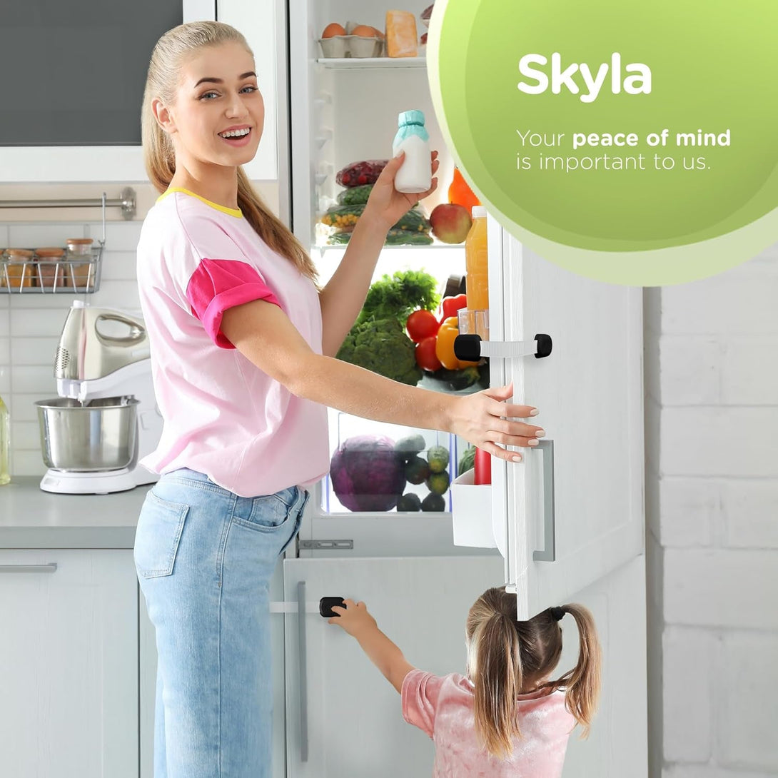 Baby Proofing Child Safety Locks (16 Pack) by Skyla Homes - the Safest, Quickest and Easiest 3M Adhesive Cabinet Latches, No Screws & Magnets, Multi-Purpose for Furniture, Kitchen, Ovens, Toilet Seats