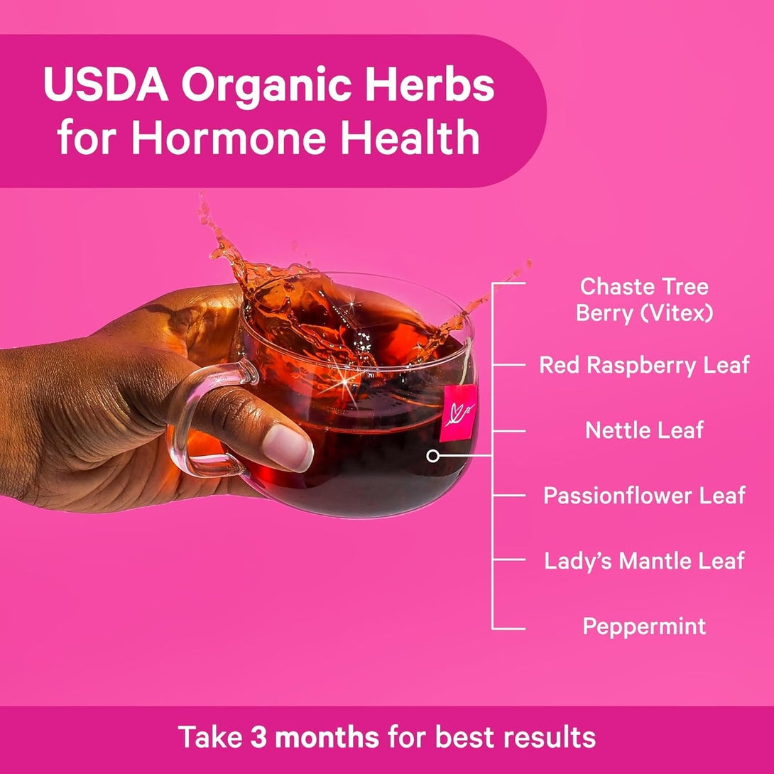Pink Stork Organic Fertility Tea - Supports Conception for Her & Hormone Balance with Chaste Tree Berry (Vitex), Mint, and Red Raspberry Leaf - Hot or Iced - Caffeine Free - Sweet Mint, 15 Sachets